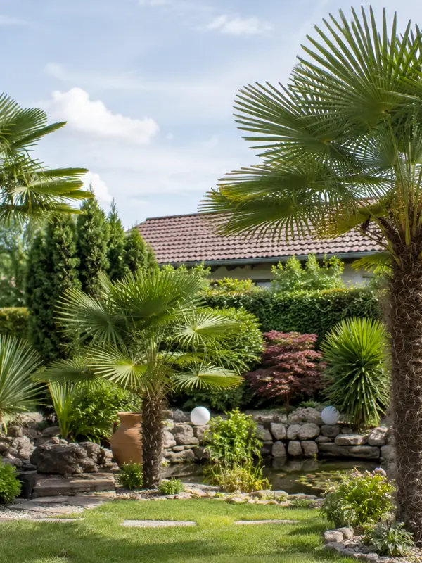 Trachycarpus fortunei Fächerpalme in voller Pracht
