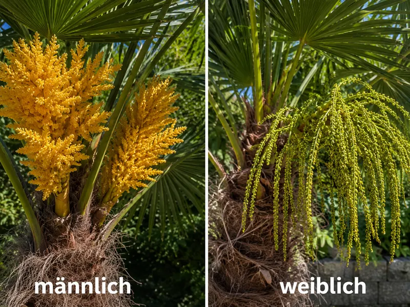 Trachycarpus Blütenstand – männlich und weiblich erkennen